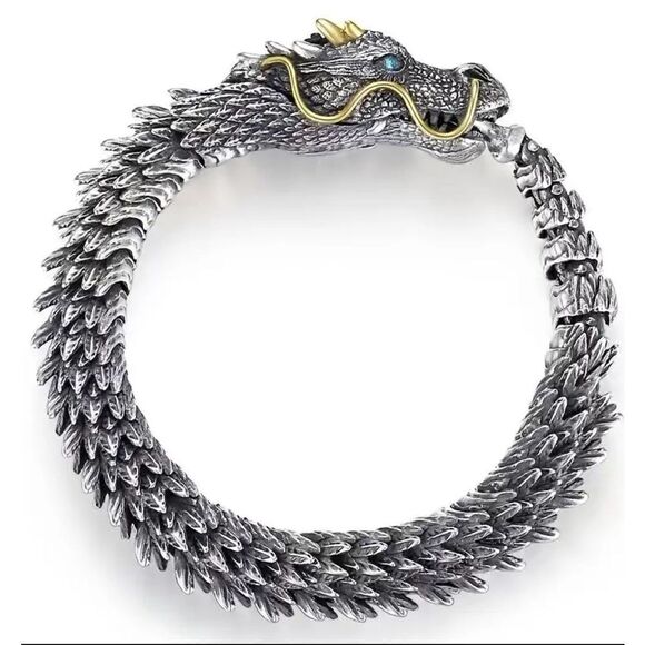 Retro Dragon Head Bracelet, Men's Domineering And Trendy Jewelry, - Picture 2 of 7